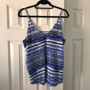 Rory Beca blue & white silk print tank top